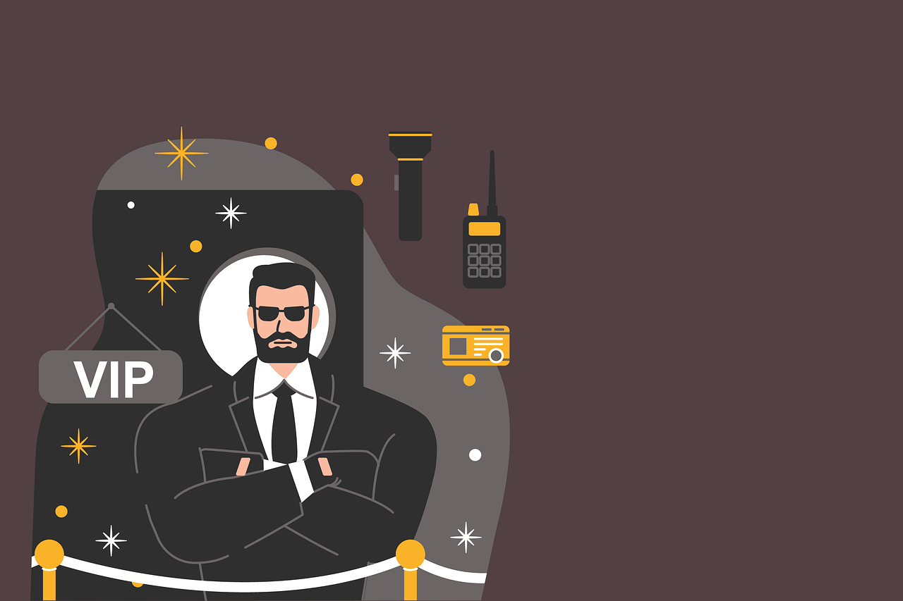 cartoon drawing of a bodyguard